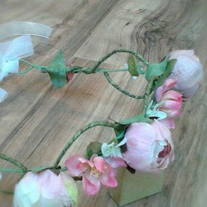 Floral Wedding Flower Crown Bridesmaid Bridal Tiara Elven Fairy